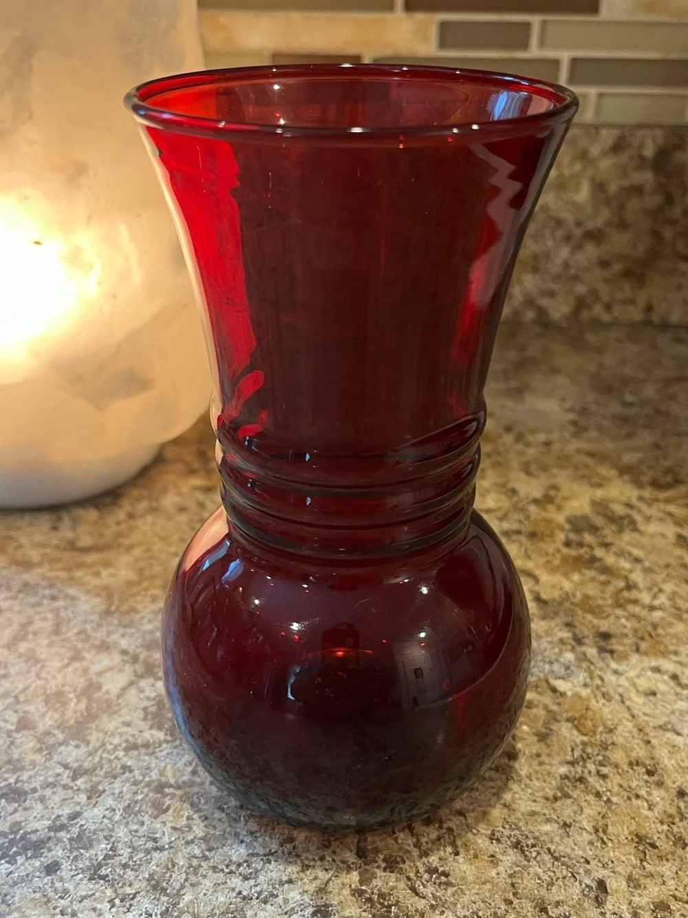 Vintage Anchor Hocking Ruby Red Glass Vase